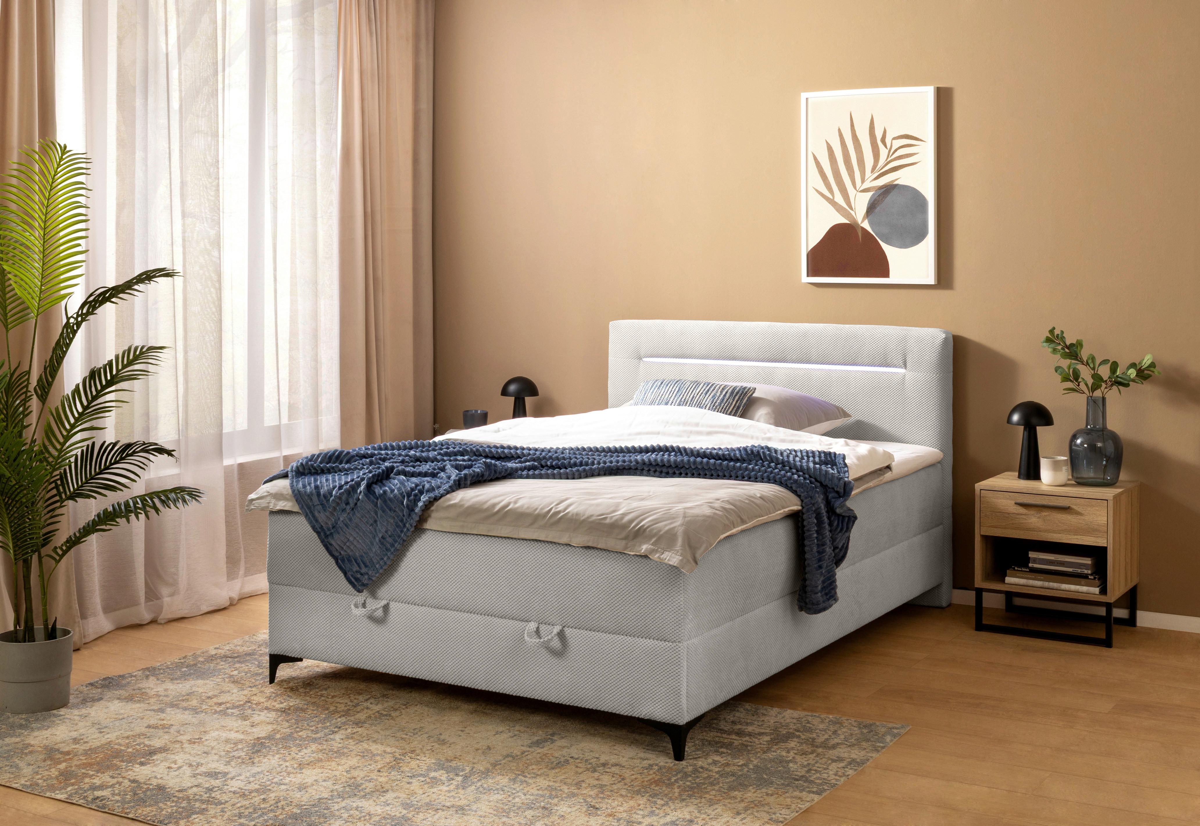 Boxbett Jerry Beige ca. 140x200cm - Beige/Schwarz, KONVENTIONELL, Textil (140/200cm) - Mömax