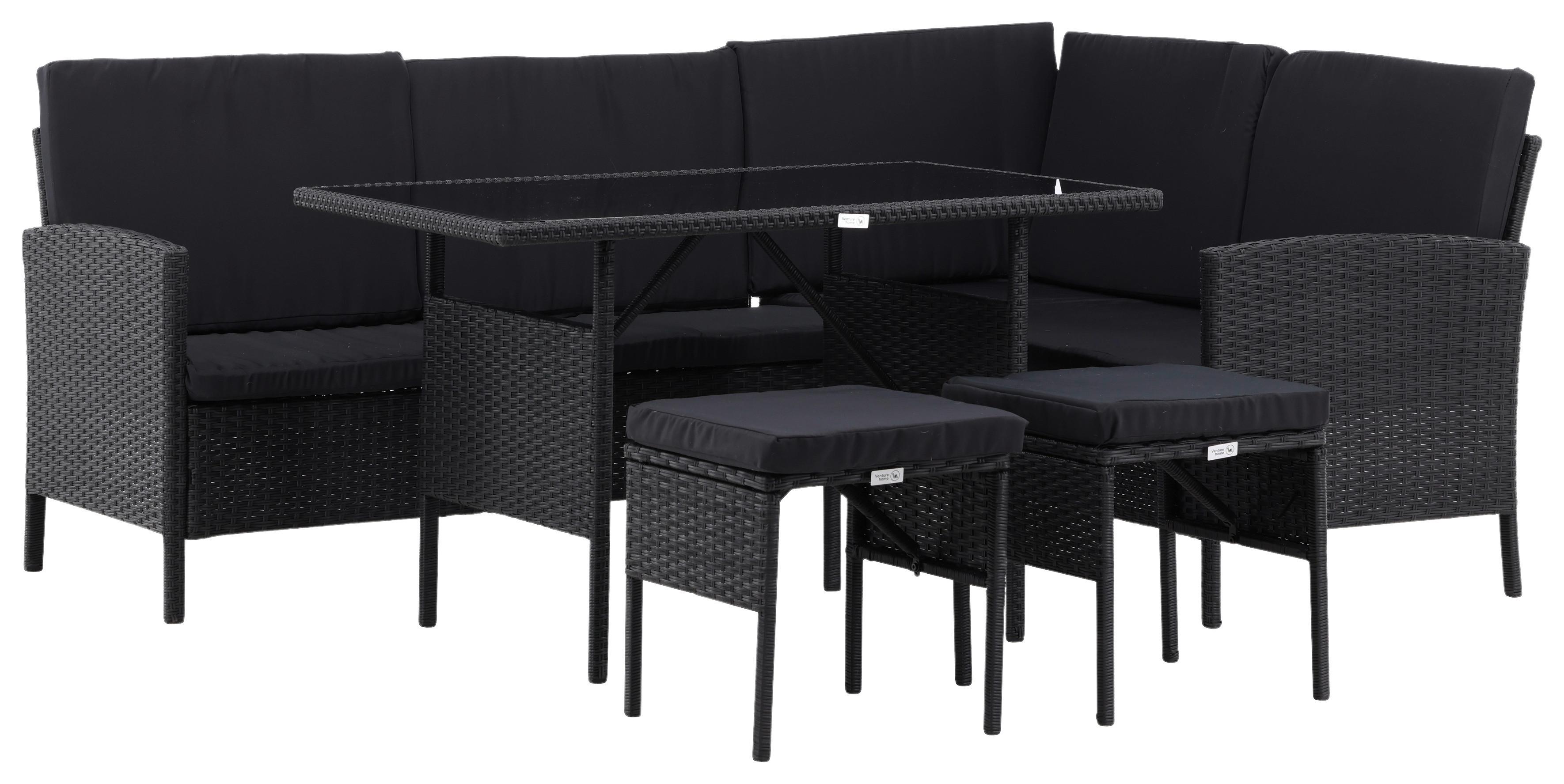 Dining-Loungeset Knock Schwarz - Schwarz, KONVENTIONELL, Kunststoff - Gardenson
