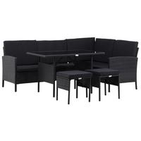 Dining-Loungeset Knock Schwarz - Schwarz, KONVENTIONELL, Kunststoff - Gardenson