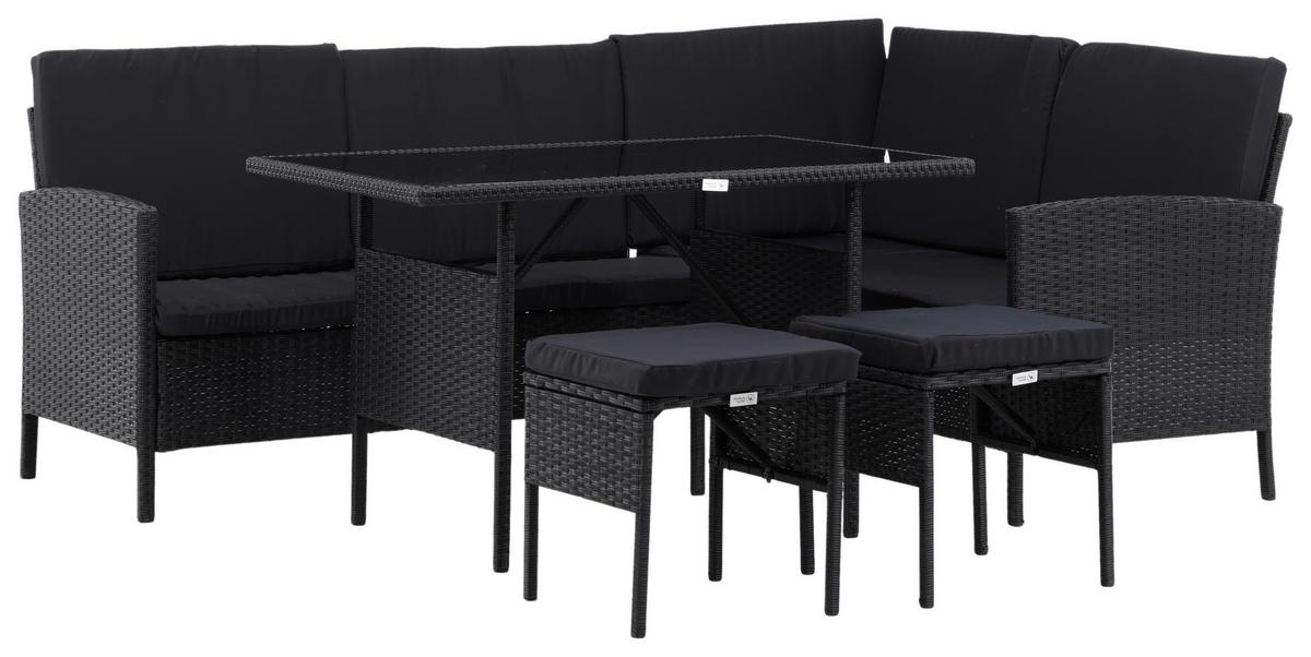 Dining-Loungeset Knock Schwarz - Schwarz, KONVENTIONELL, Kunststoff - Gardenson