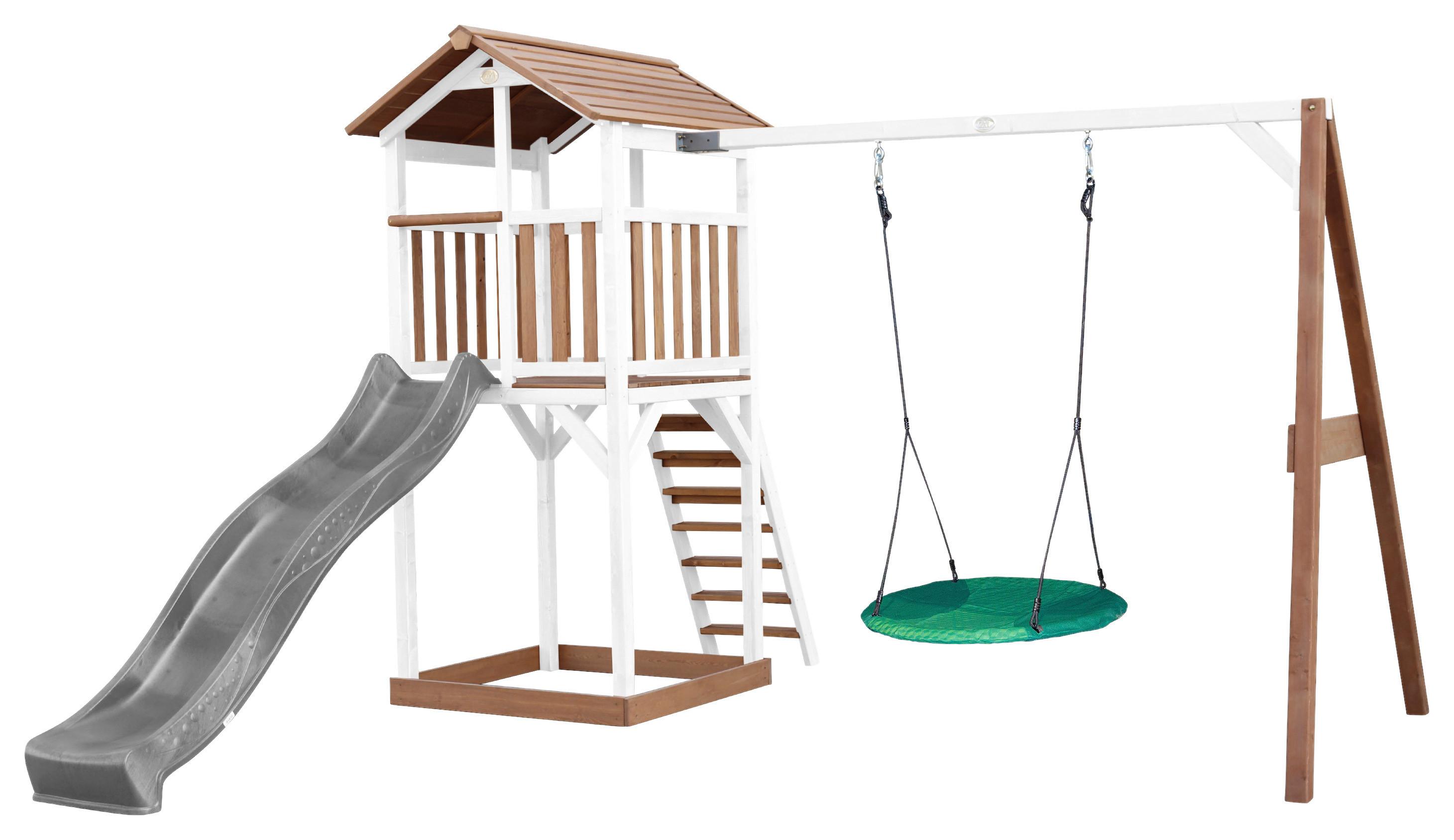 SPIELTURM A025.123.81 - Braun/Weiß, KONVENTIONELL, Holz/Kunststoff (356,6/241,9/349cm) - Ambia Garden