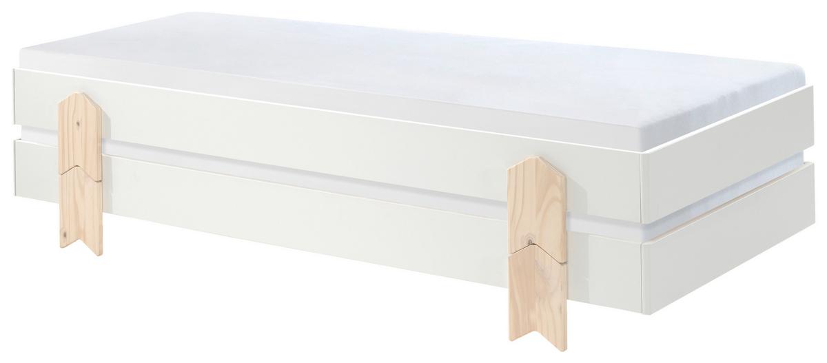 Stapelbett Modulo Weiß - Weiß/Kieferfarben, MODERN, Holz/Holzwerkstoff (90/200cm) - Vipack