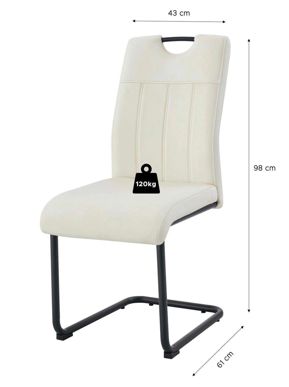 SCHWINGSTUHL-SET LISA - Creme/Schwarz, Modern, Textil/Metall (43/98/61cm) - MID.YOU