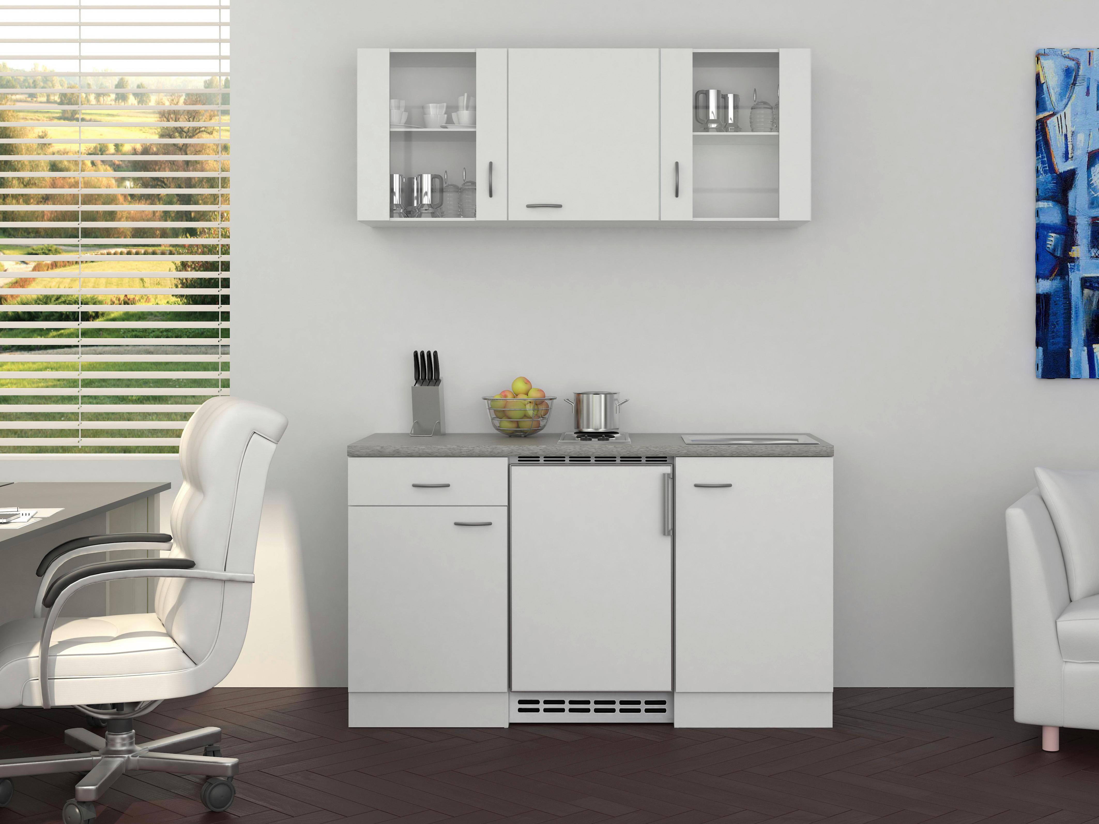 Mini Kuhinja Wito 150-1001-030 - bijela/boje oplemenjenog čelika, Modern, staklo/drvni materijal (150,5cm) - MID.YOU