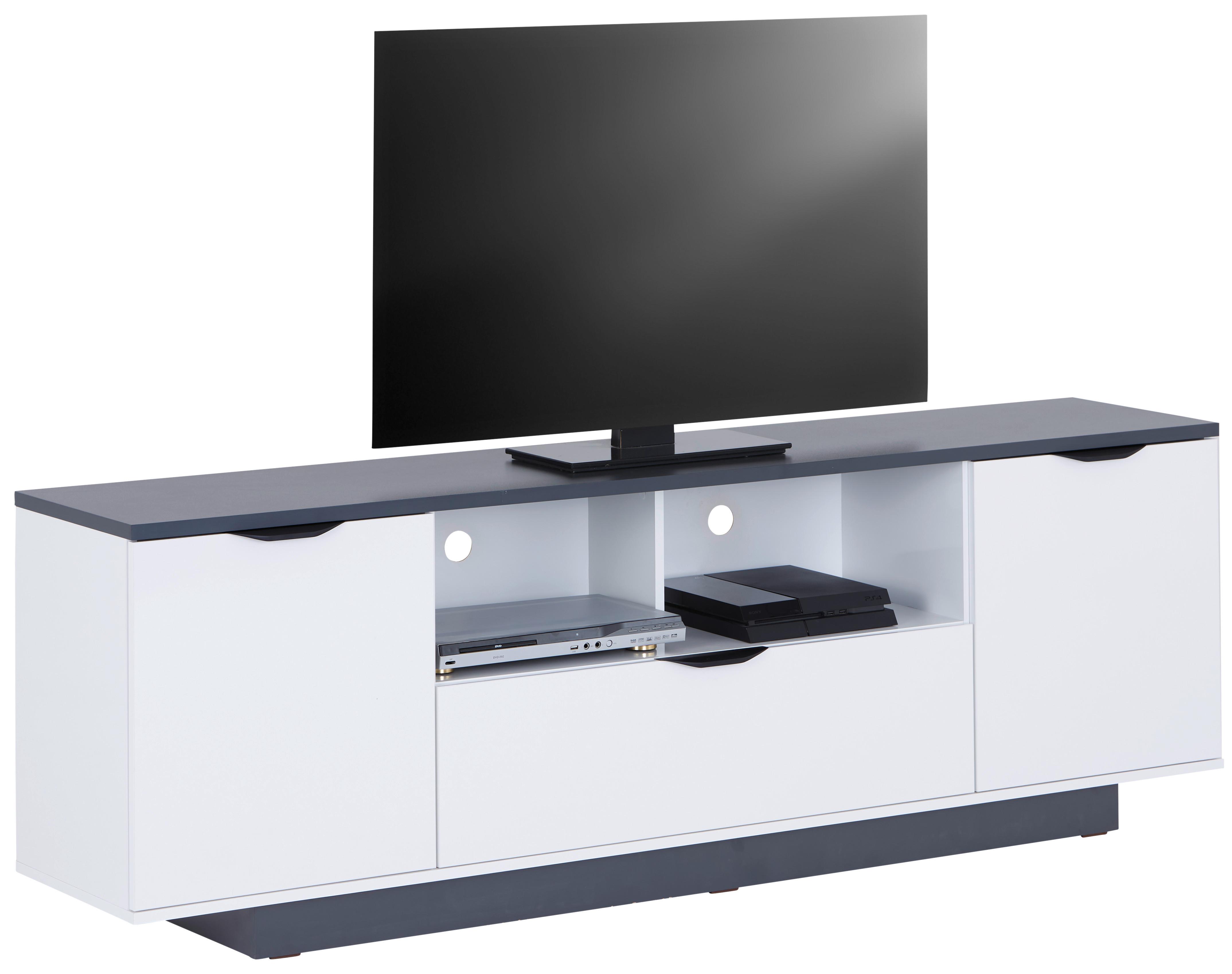 Tv Komoda Mx 198 - bijela/bijela visoki sjaj, Moderno, drvni materijal/metal (194,2/65/40cm) - Modern Living