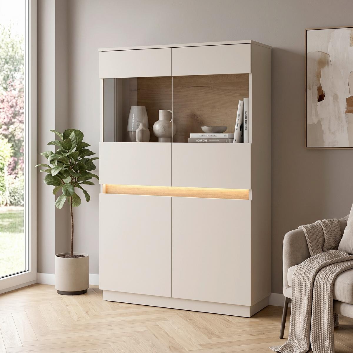 Komoda Samu - kašmir, Moderno, staklo/pločasti materijal (90,2/140/35cm) - Modern Living