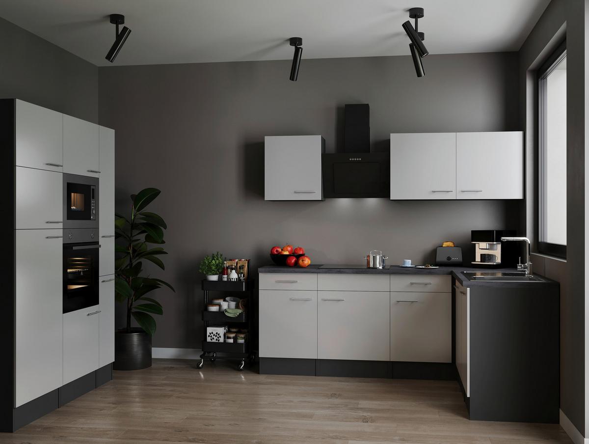 Kotna Kuhinja Z Aparati Oliver, 370x172cm - srebrne barve/siva, Design, kovina/leseni material (370/172cm) - Respekta