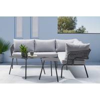 Loungegarnitur Lyon in Anthrazit/Hellgrau - Anthrazit/Hellgrau, Modern, Glas/Kunststoff (194/72/68cm) - Mömax