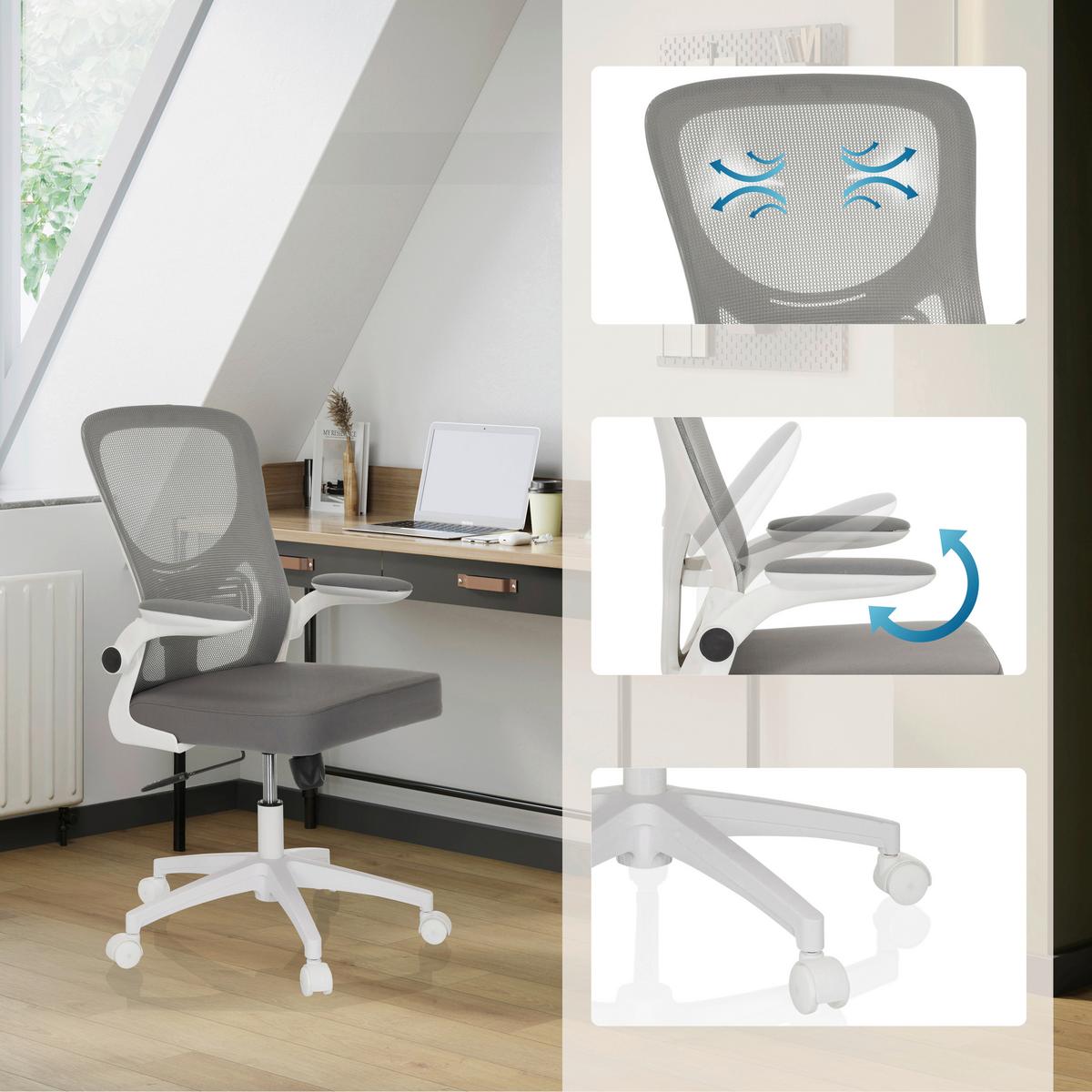 Drehstuhl Belio W Grau/Weiß - Grauweiß/Weiß, MODERN, Kunststoff/Textil (60/95-105/54cm) - MID.YOU