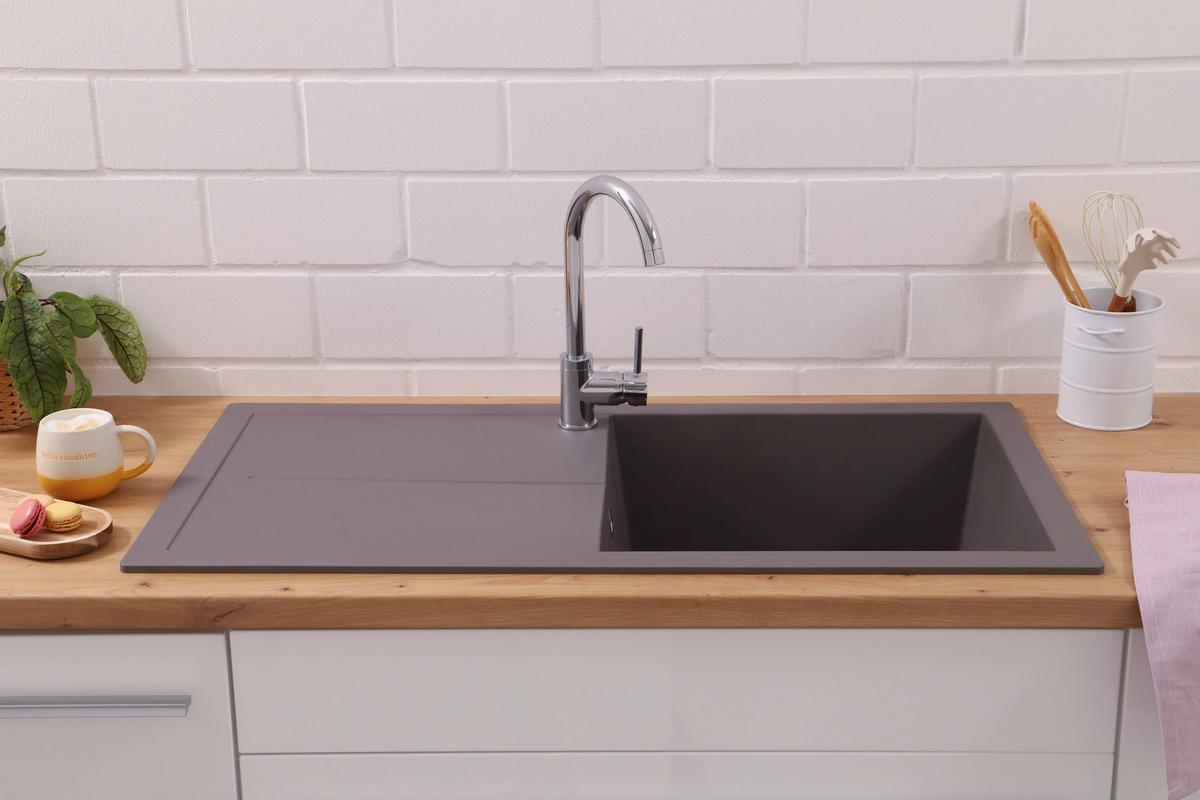 Pomivalno Korito Cleveland, 100x50cm - siva, Basics, kamen/umetna masa (100/21,4/50cm) - Respekta