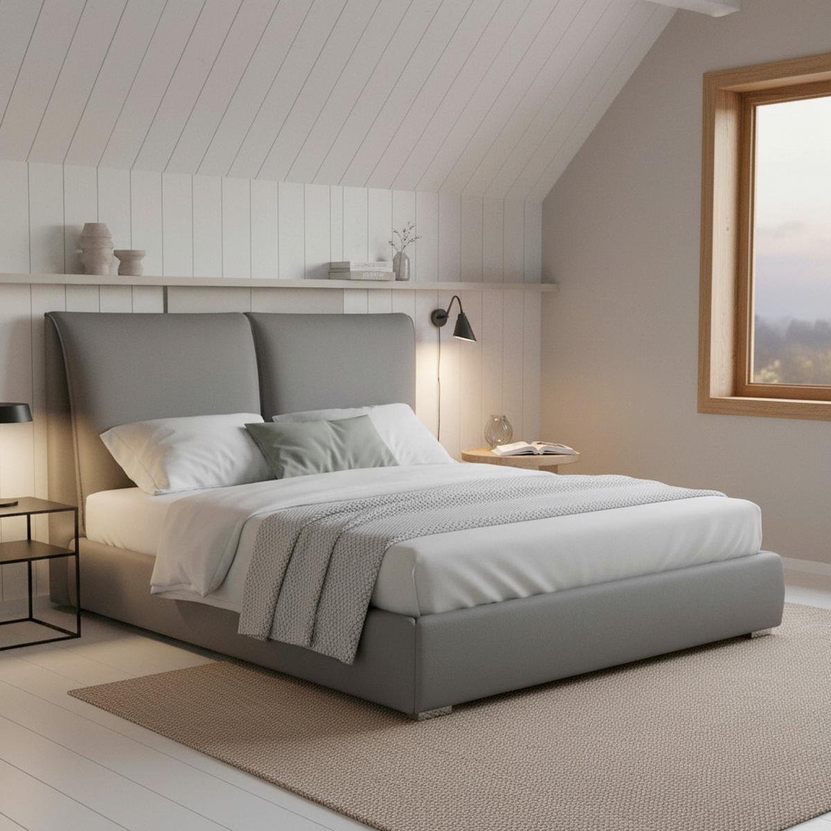 Kárpitozott Ágy Sophie - világosbarna/szürke, Modern, textil/fa (180/200cm) - Bessagi Home