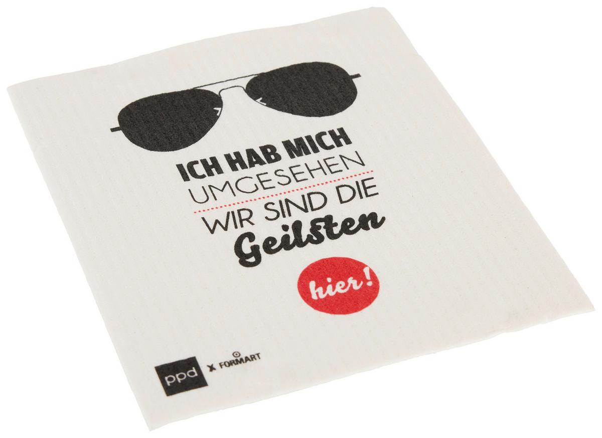 Schwammtuch Peter in Schwarz/Weiß ca. 20x17cm - Schwarz/Weiß, Textil (20/17cm)