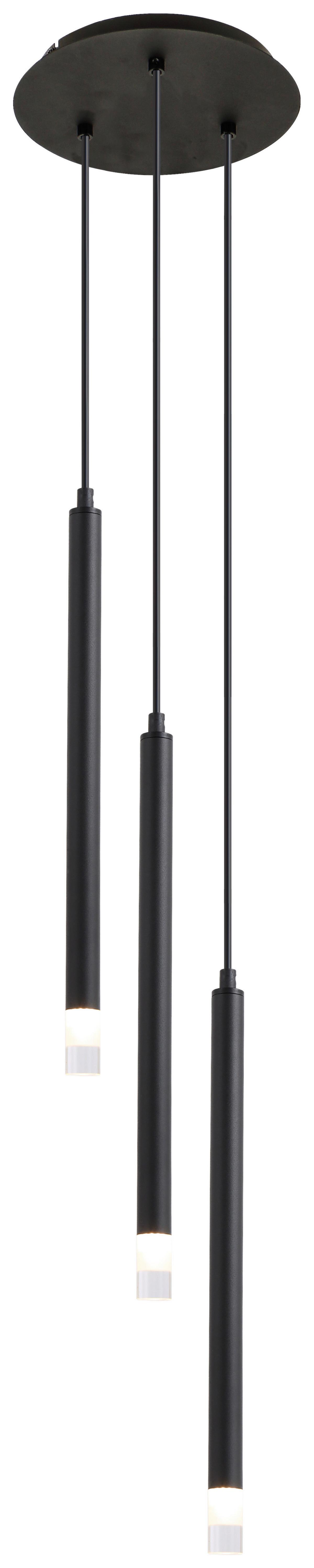 Függőlámpa Simpl 3 Égős - fekete/átlátszó, Modern, műanyag/fém (24/120cm) - Mömax