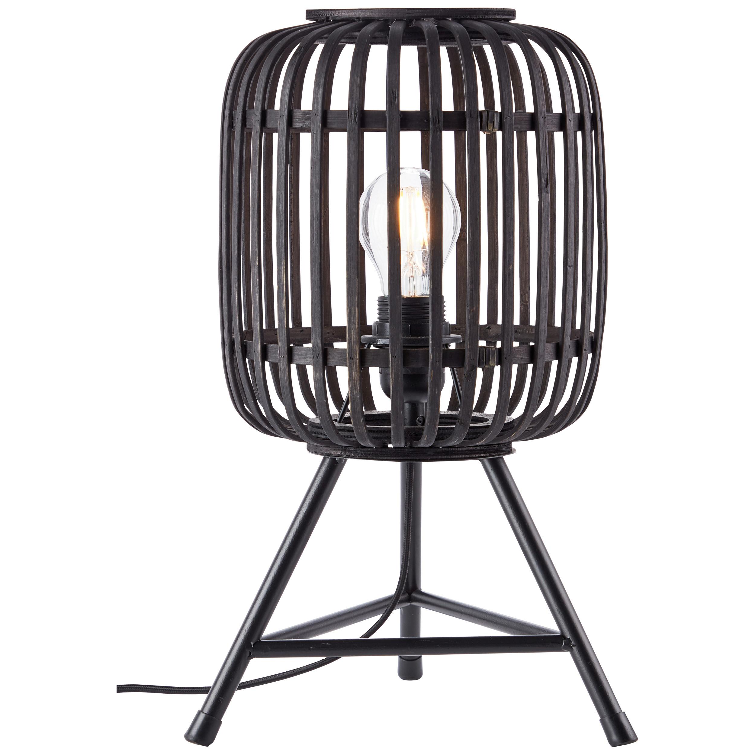 Tischleuchte Woodrow Schwarz max. 60 Watt - Dunkelbraun/Schwarz, Design, Holz/Metall (30/41cm) - Brilliant