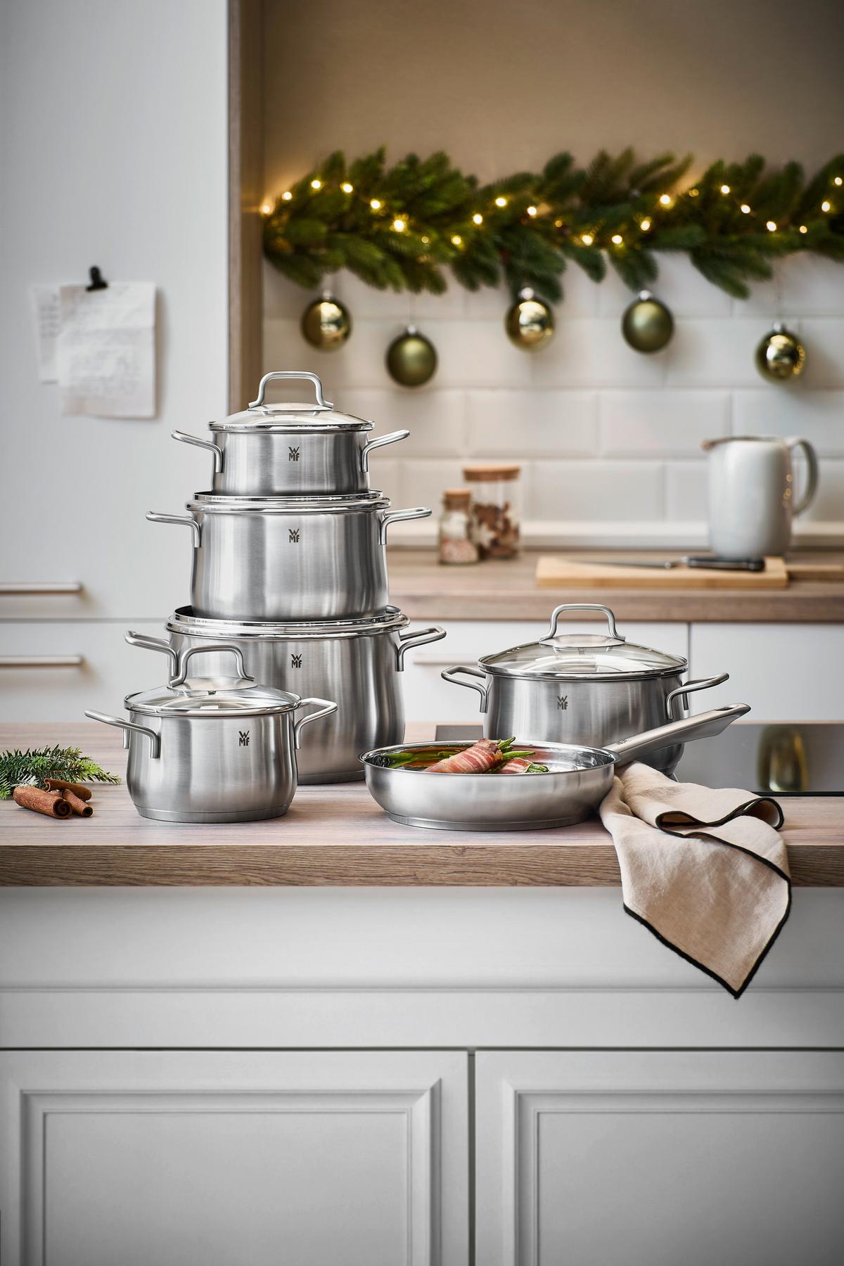 ZESTAW GARNKÓW 0739166030 WMF - kolor stalowy/przejrzysty, Basics, metal/szkło - WMF