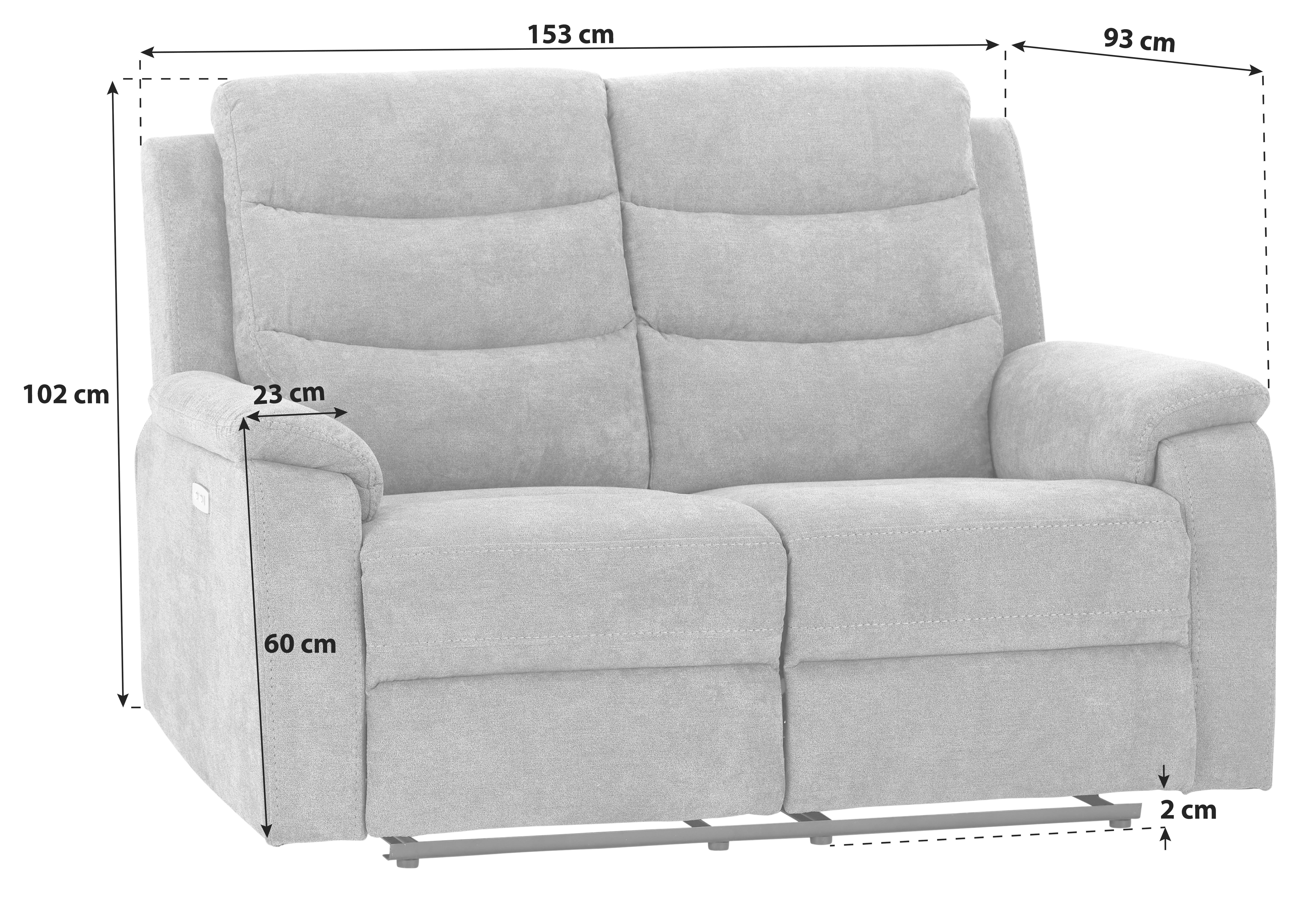 Dvosjed Sofa Manchester - siva/crna, Konvencionalno, tekstil/plastika (153/102/93cm) - Mömax