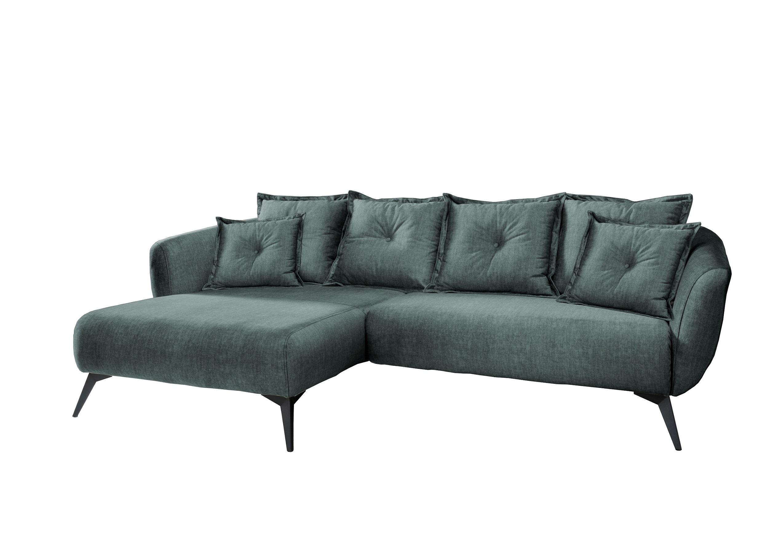 Wohnlandschaft Baggio Blau Velours - Blau/Schwarz, MODERN, Holz/Textil (162/277cm) - Livetastic