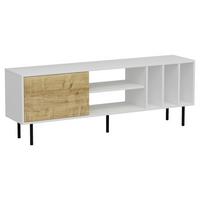 Lowboard Hera ca. 160x57 cm Weiß/Eiche - Eichefarben/Schwarz, Design, Holzwerkstoff/Metall (160/57/35cm) - Livetastic