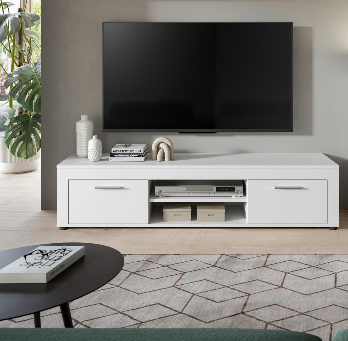 Komoda Jam - srebrne boje/crna, Design, drvni materijal/plastika (160/37/40cm) - Modern Living
