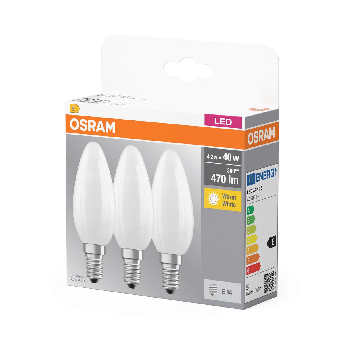 ŻARÓWKA LED BASECLB40 4W-827 GLFR - biały, Basics, szkło (3,5/10cm) - Osram
