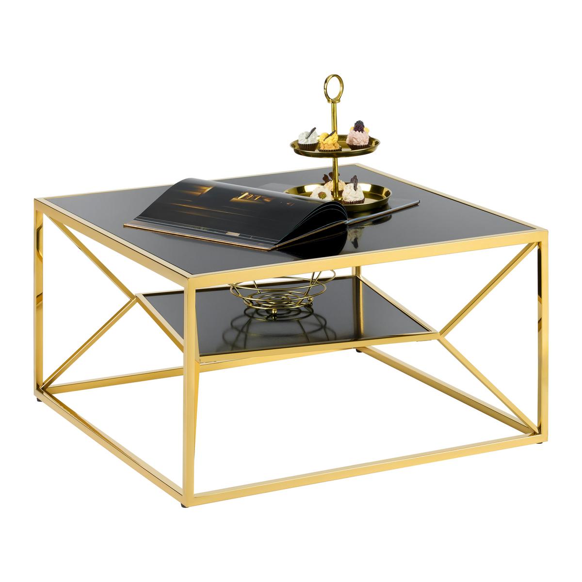 Klubska Miza Angel Ii - zlate barve/črna, Moderno, kovina/steklo (70/38/70cm) - Mömax