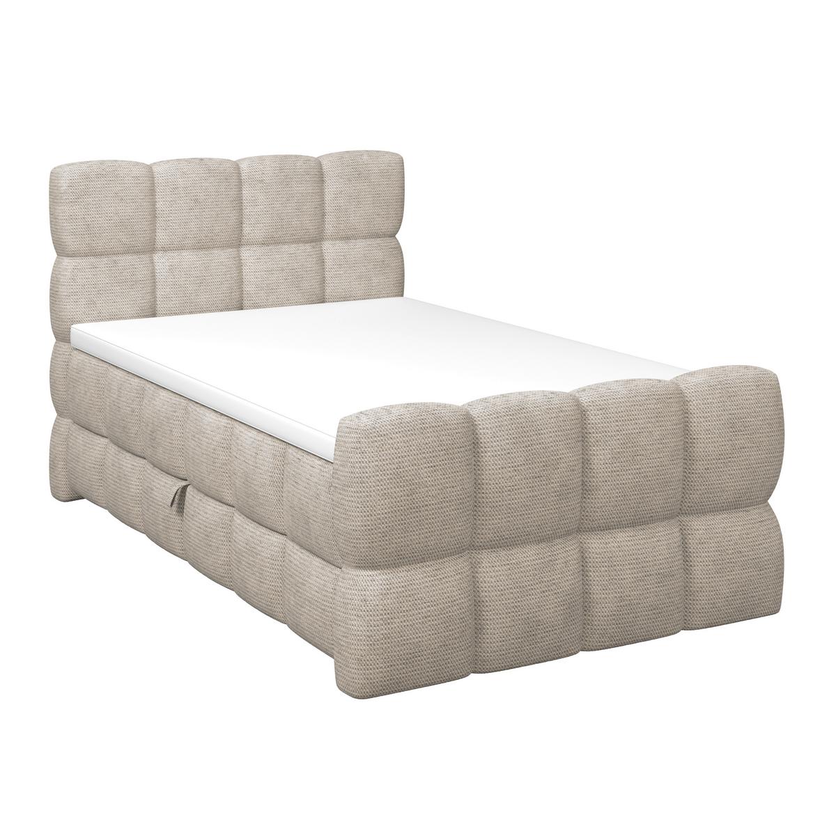 Postelja Boxspring Brisbane, Bež, 140x220 - črna/bež, Trend, kovina/umetna masa (140/220cm) - Premium Living