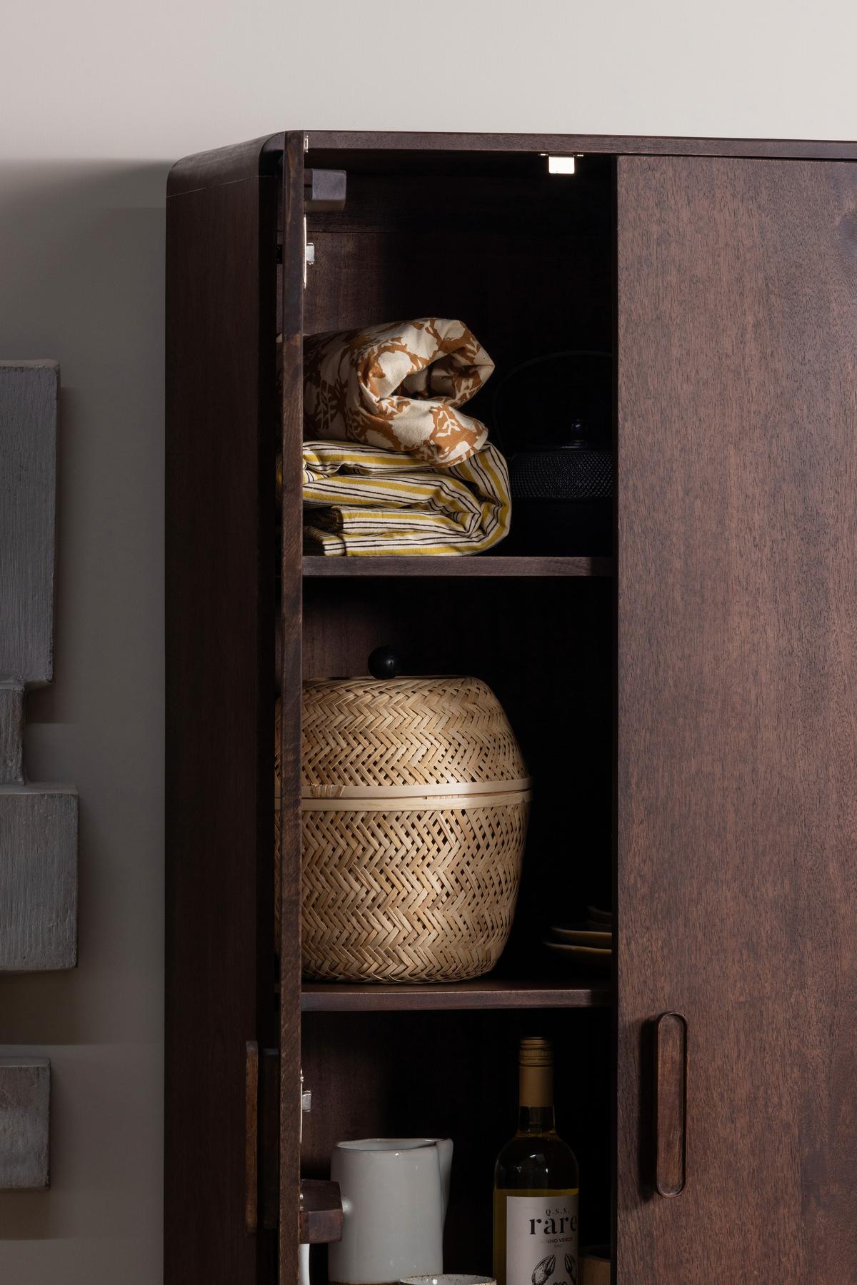 Mehrzweckschrank Liya Mangoholz - Dunkelbraun, Design, Holz (60/200/35cm) - Livetastic