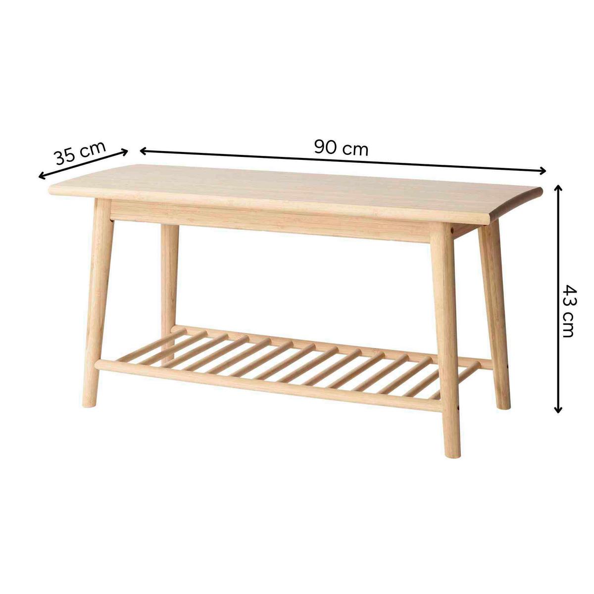Schuhbank Noble 4168002 - Naturfarben, Romantik / Landhaus, Holz (90/45/35cm) - MID.YOU