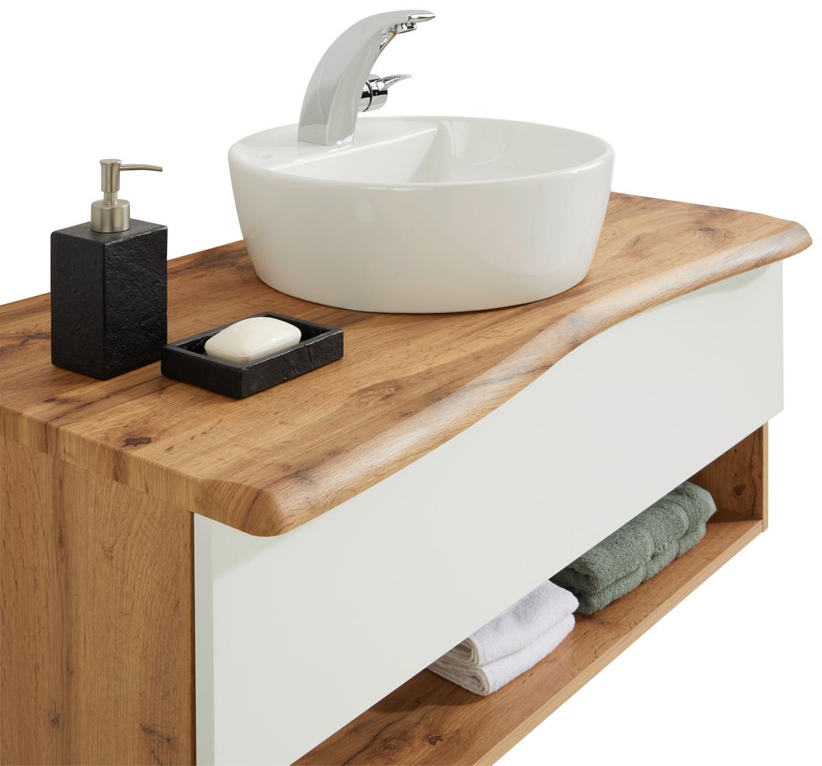 Waschtischkombi in Eiche/Weiß - Weiß, LIFESTYLE, Keramik/Holzwerkstoff (10/55/47cm) - Premium Living