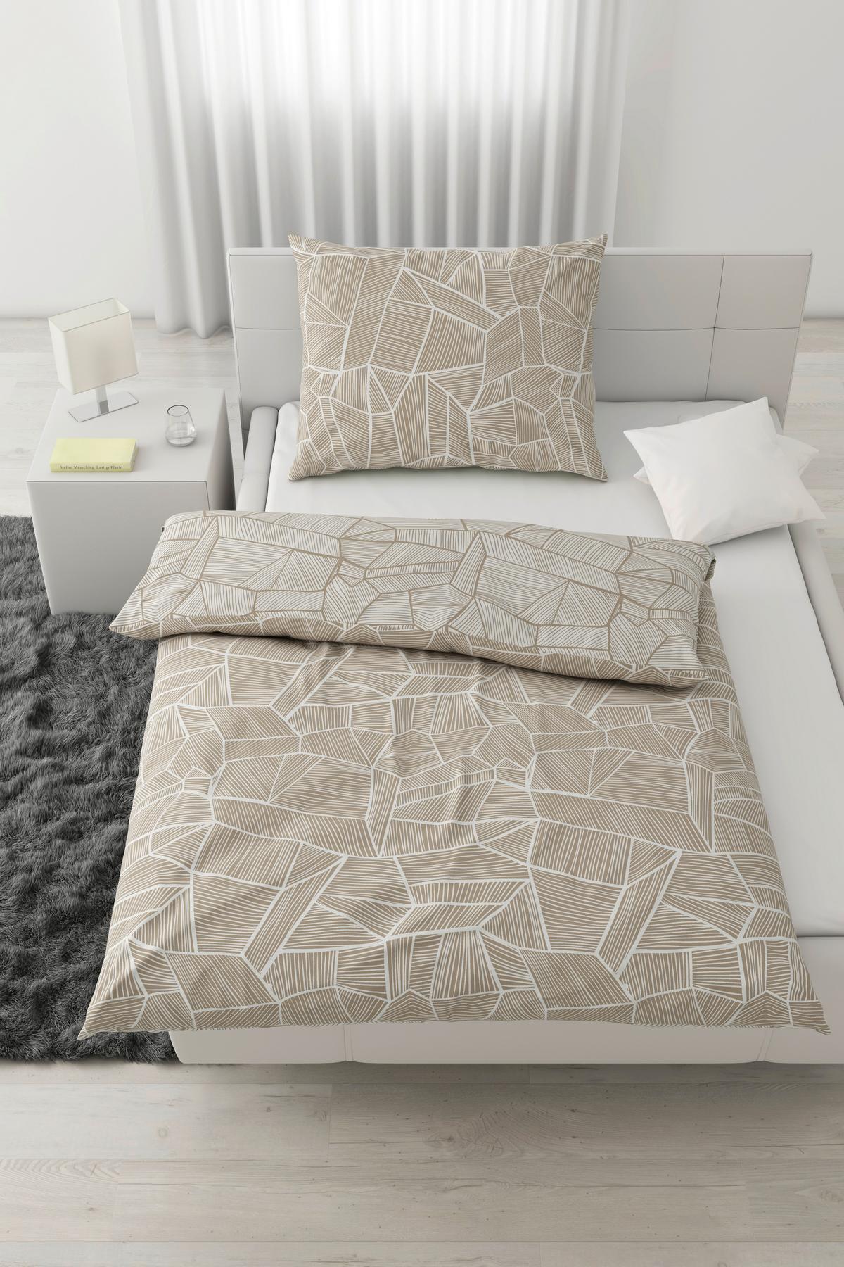 Bettwäsche Tessa Wende in Weiss/Beige ca. 160x210cm - Weiss/Beige, Konventionell, Textil (160/210cm) - Modern Living