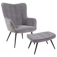 Sesselset Uta Grau Cord - Schwarz/Grau, MODERN, Holzwerkstoff/Textil (72/60/97/39/80/41cm) - MID.YOU