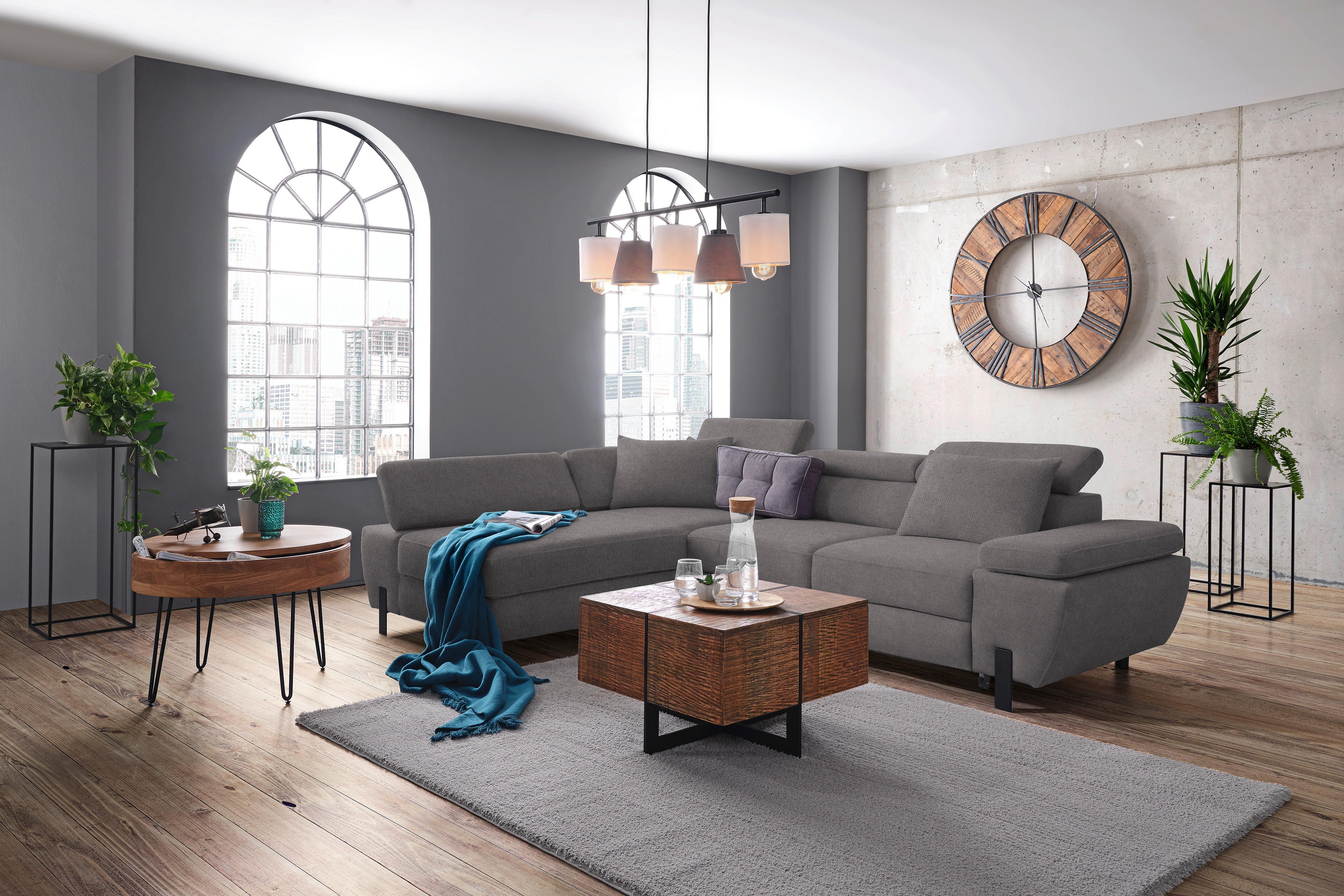 Ecksofa Molina Mini Dunkelgrau - Dunkelgrau/Schwarz, MODERN, Textil/Metall (189/277cm) - Mömax