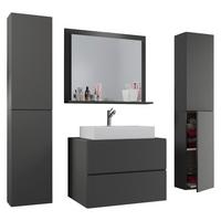 Badezimmer Lendas 5-tlg. ca. 147 cm Anthrazit - Anthrazit/Weiß, MODERN, Glas/Keramik (147cm) - MID.YOU