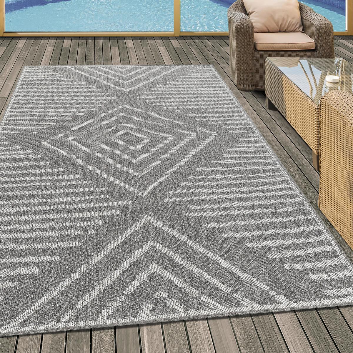 Flachwebeteppich Aruba Grau ca. 140x200cm - Grau, Design, Textil (140/200cm) - Novel