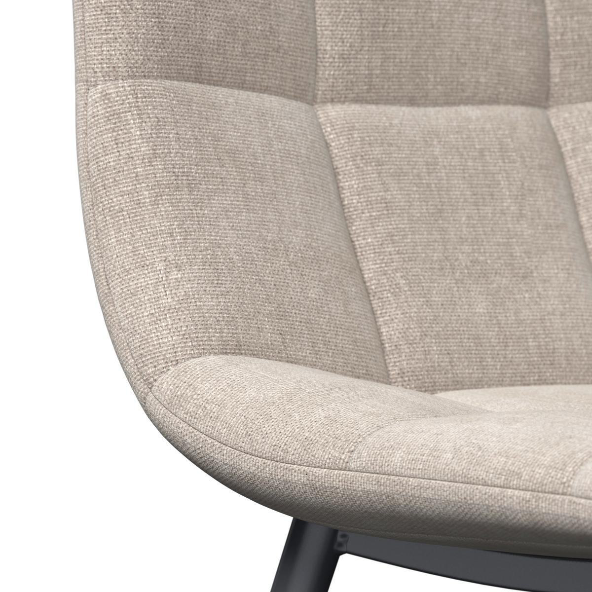 Stuhl Ria Greige Mikrofaser Gepolstert - Greige/Schwarz, MODERN, Textil/Metall (44/87/54cm) - Bessagi Home