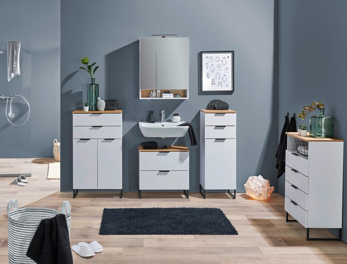 SZAFKA ŚREDNIA DENVER - kolor dębowy/czarny, Konventionell, materiał drewnopochodny/metal (50/91/32cm) - home24