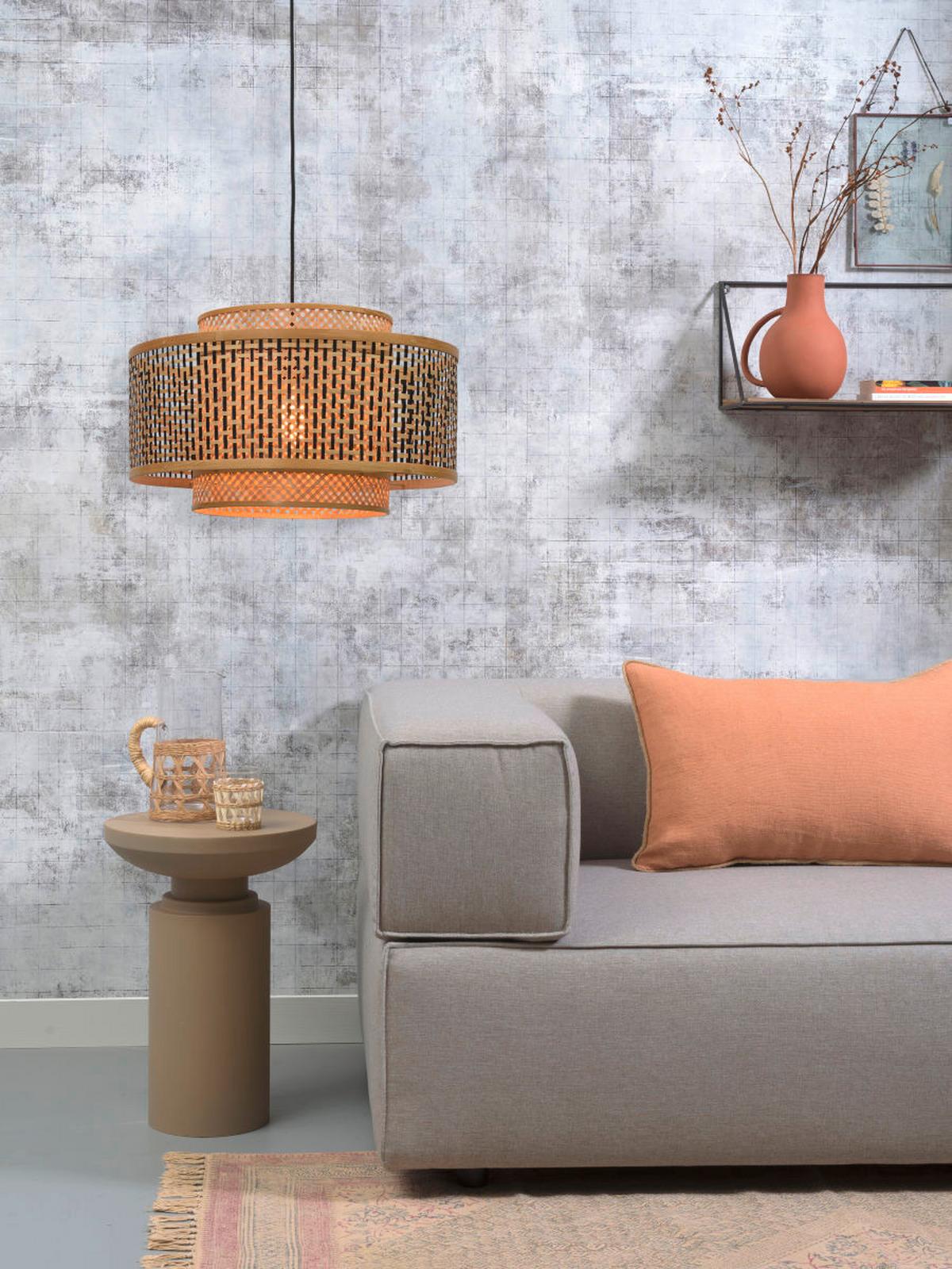 Viseča Svetilka Bhutan, Črna, Bambus - črna/rjava, Design, naravni materiali (53/236,5/53cm) - Good & Mojo