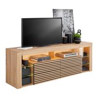 Lowboard Goal 2.0 Eiche Artisan - Schwarz/Eiche Artisan, MODERN, Glas/Holzwerkstoff (180/67/44cm) - Based