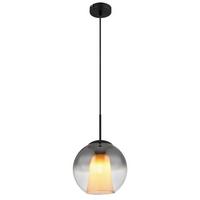 HÄNGELEUCHTE 15749H1 BARRY - Klar/Schwarz, Basics, Glas/Textil (25/120cm) - Globo