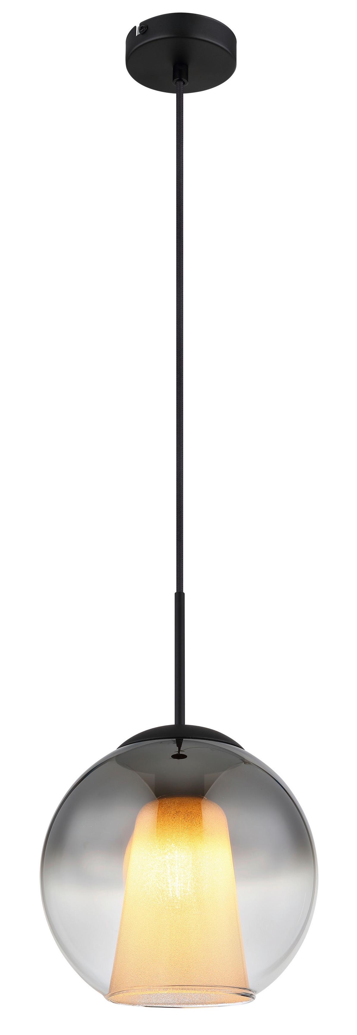 HÄNGELEUCHTE 15749H1 BARRY - Klar/Schwarz, Basics, Glas/Textil (25/120cm) - Globo