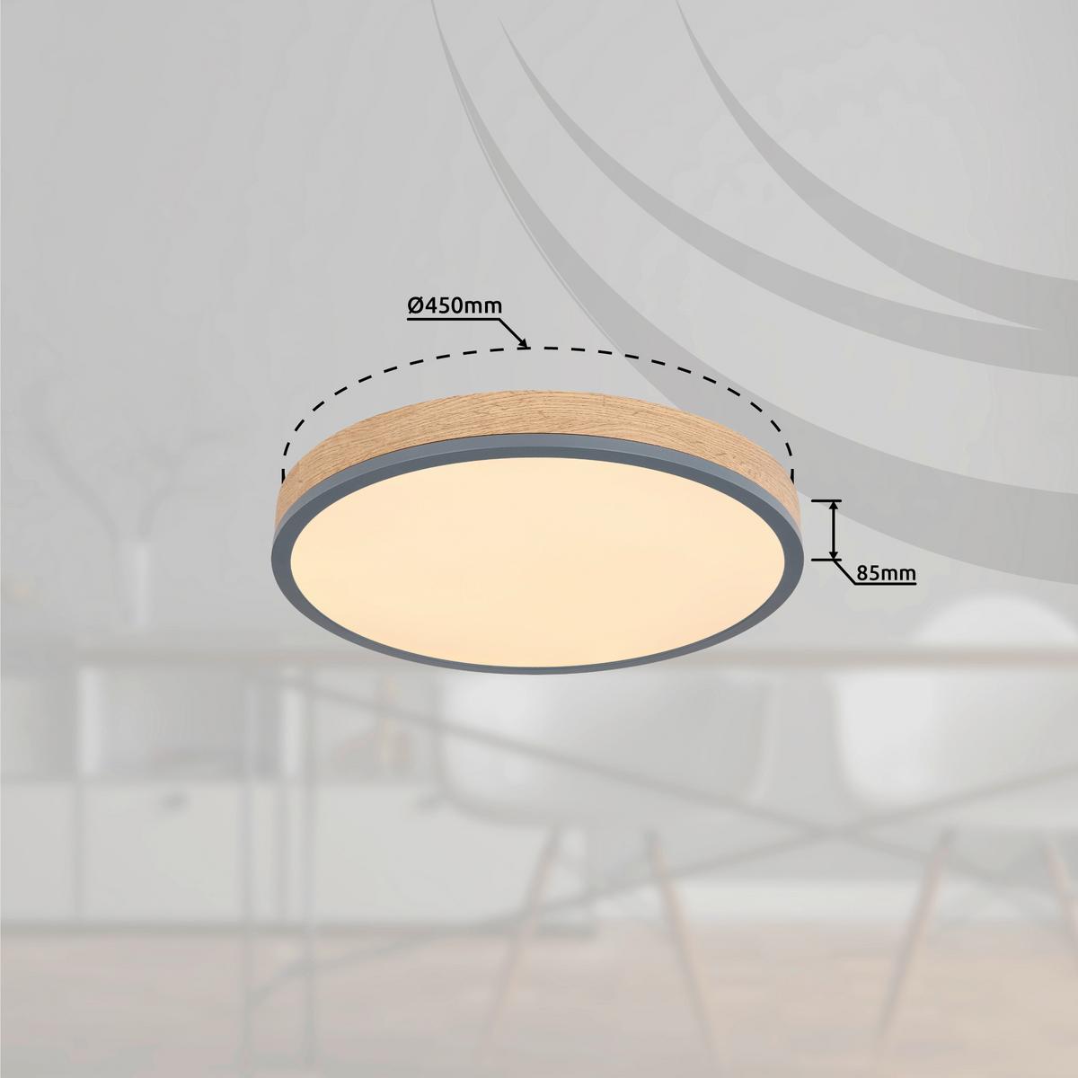 LED-DECKENLEUCHTE 416080WD2R  DORO - Dunkelbraun/Opal, Konventionell, Holzwerkstoff/Kunststoff (45/8,5cm) - Globo