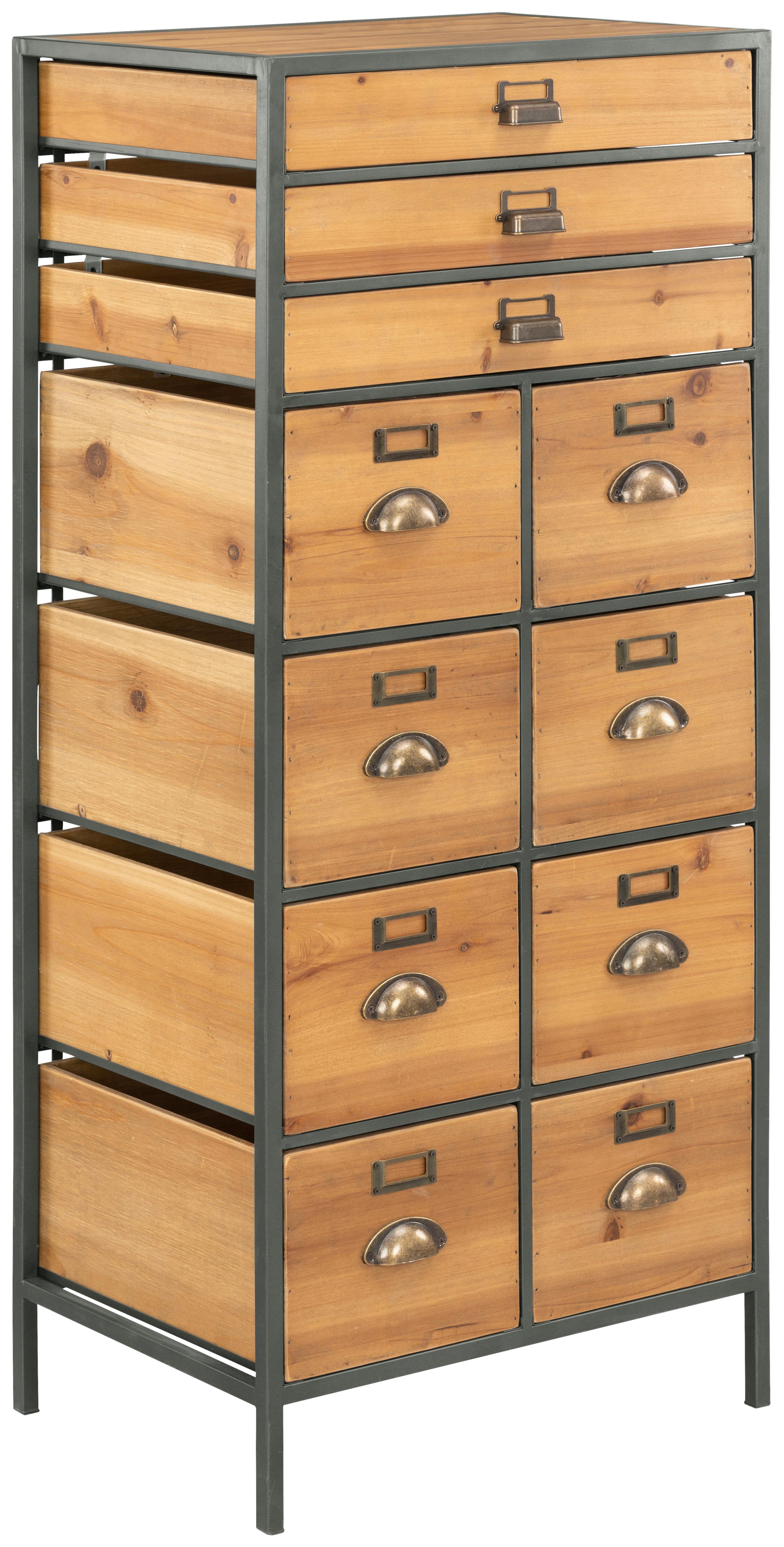 KOMODA TOM - kolor naturalny/kolor mosiężny, Konventionell, metal/drewno (50/120/38cm) - Livetastic