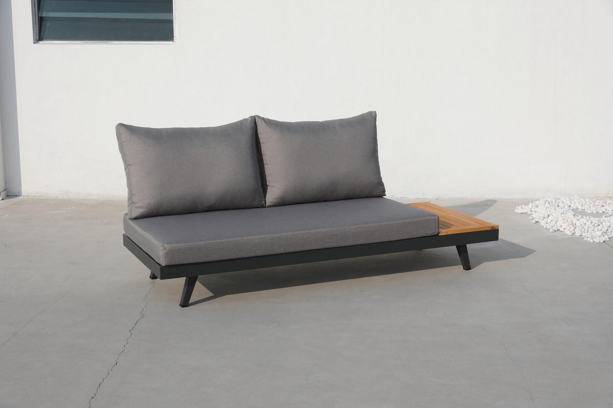 Loungegarnitur Acamp Naxos Lounge Anthrazit/Teakfarben - Anthrazit/Silberfarben, Basics, Holz/Textil (175/175cm) - Gardenson