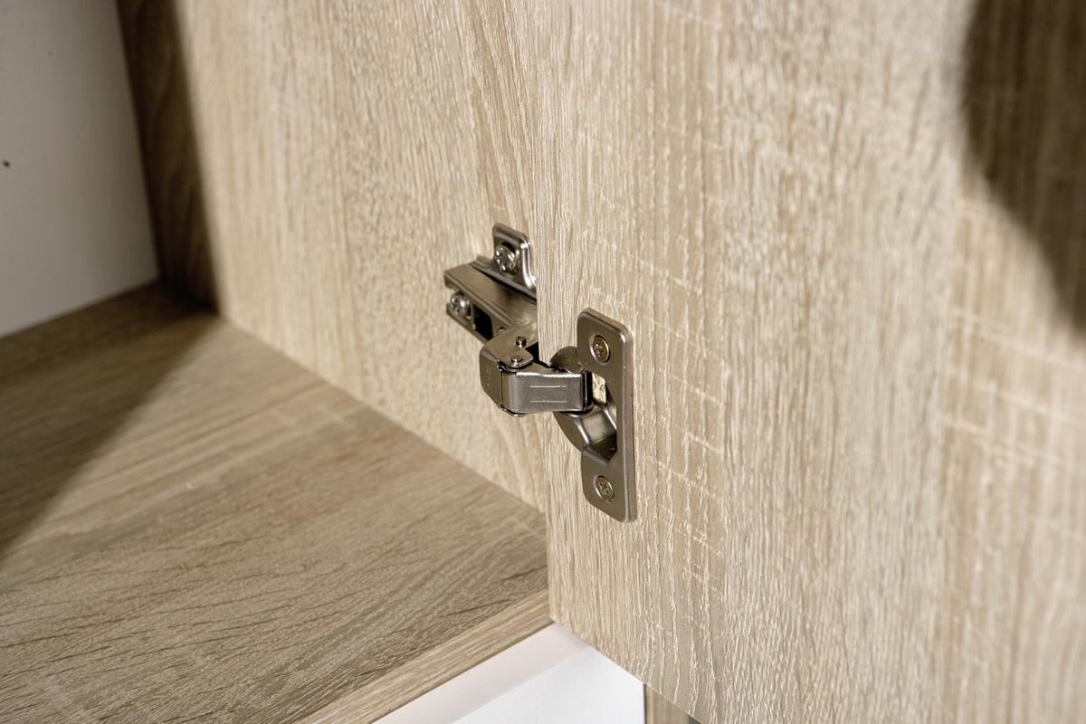 Highboard Egadi Weiß/Eiche - Alufarben/Weiß, Basics, Holzwerkstoff/Kunststoff (77/115/30cm) - MID.YOU