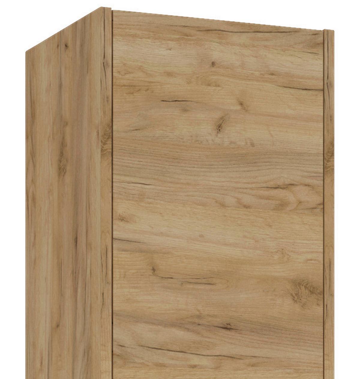 SZAFKA WYSOKA NENA DĄB 35 CM - kolor dębowy/kolor chromowy, Modern, materiał drewnopochodny/metal (35/160/30cm) - MID.YOU