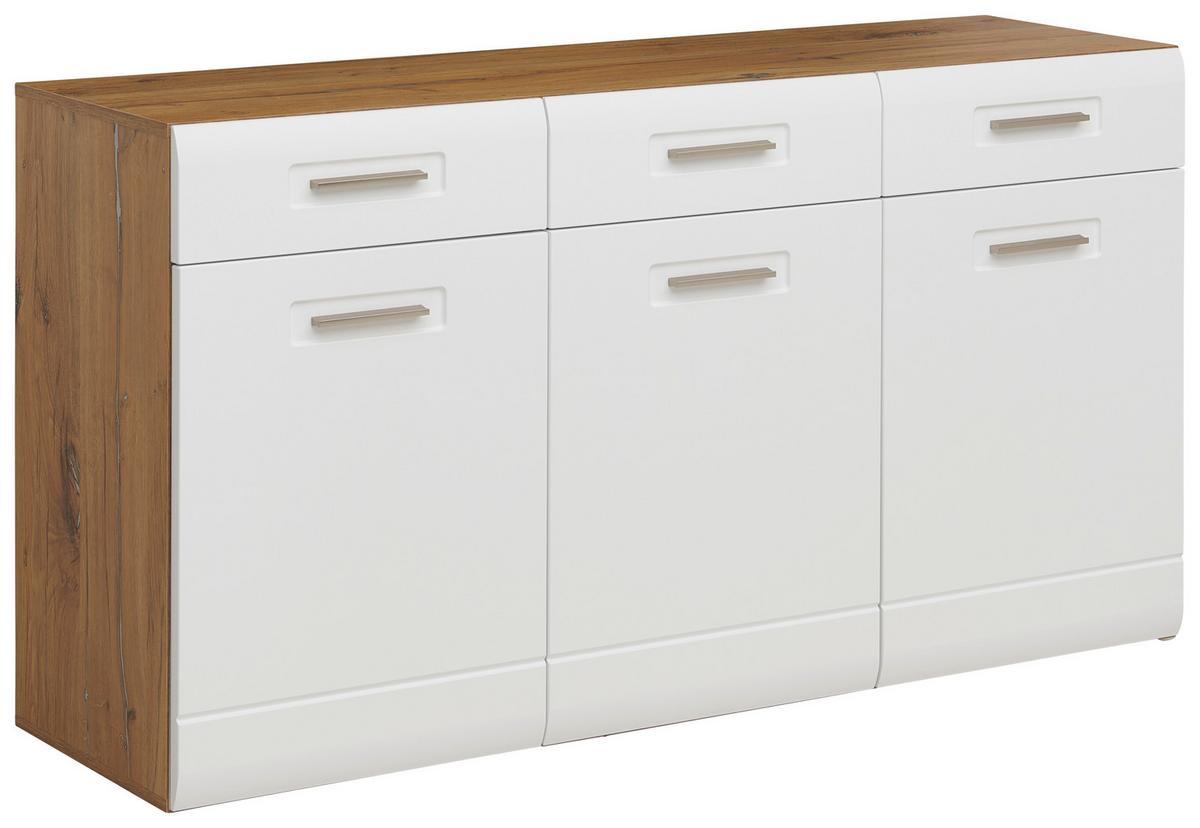 Komoda Auris, Bela, Barva Hrasta - Moderno, umetna masa/leseni material (150/81,3/43,1cm) - Mömax