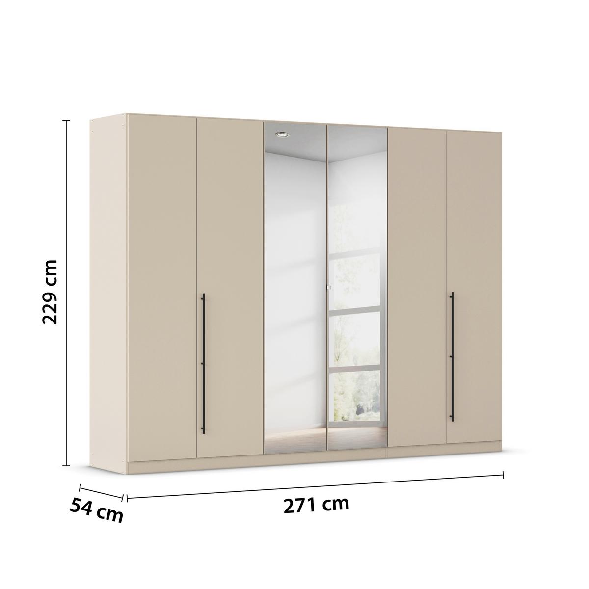 Kleiderschrank Safari Champagner - Champagner/Grau, KONVENTIONELL, Holzwerkstoff/Metall (271/229/54cm) - Based