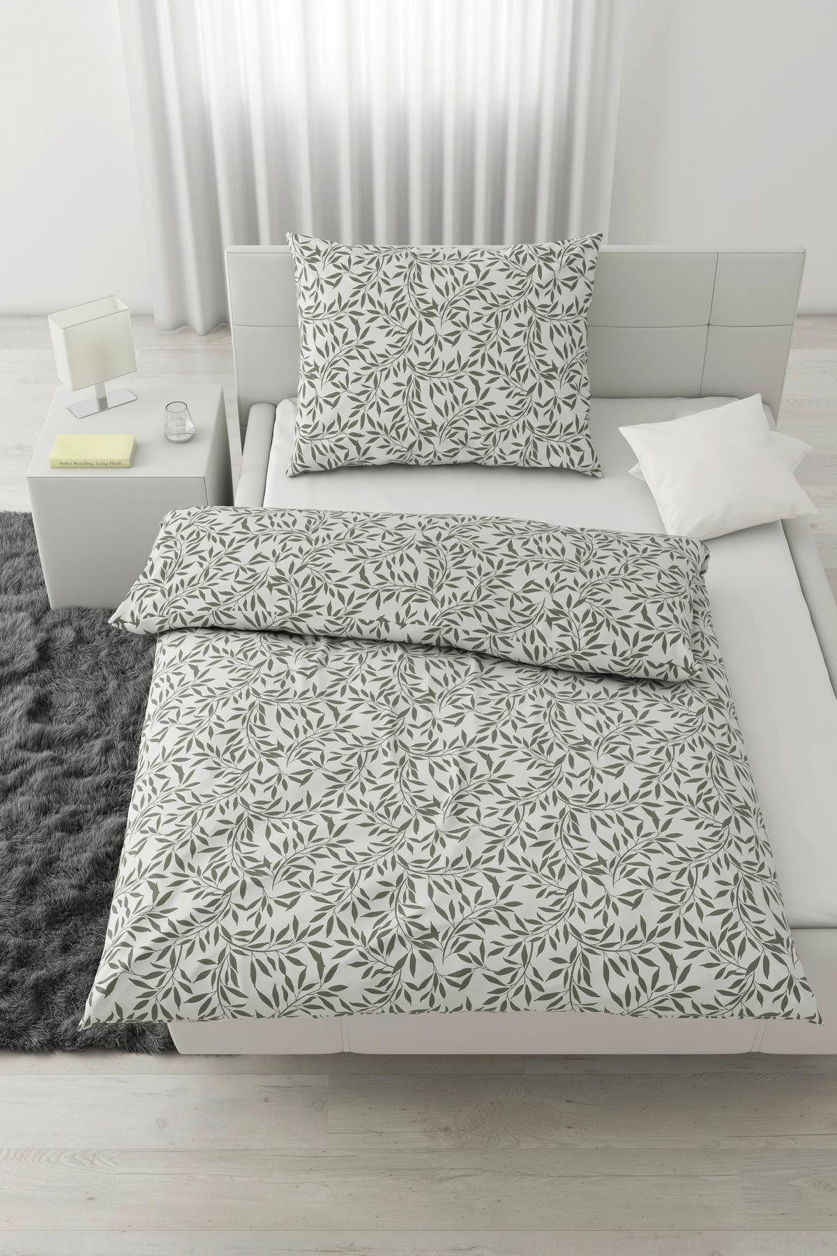 BETTWÄSCHESET TIFFANY - Weiss/Jadegrün, Konventionell, Textil (160/210cm) - Modern Living