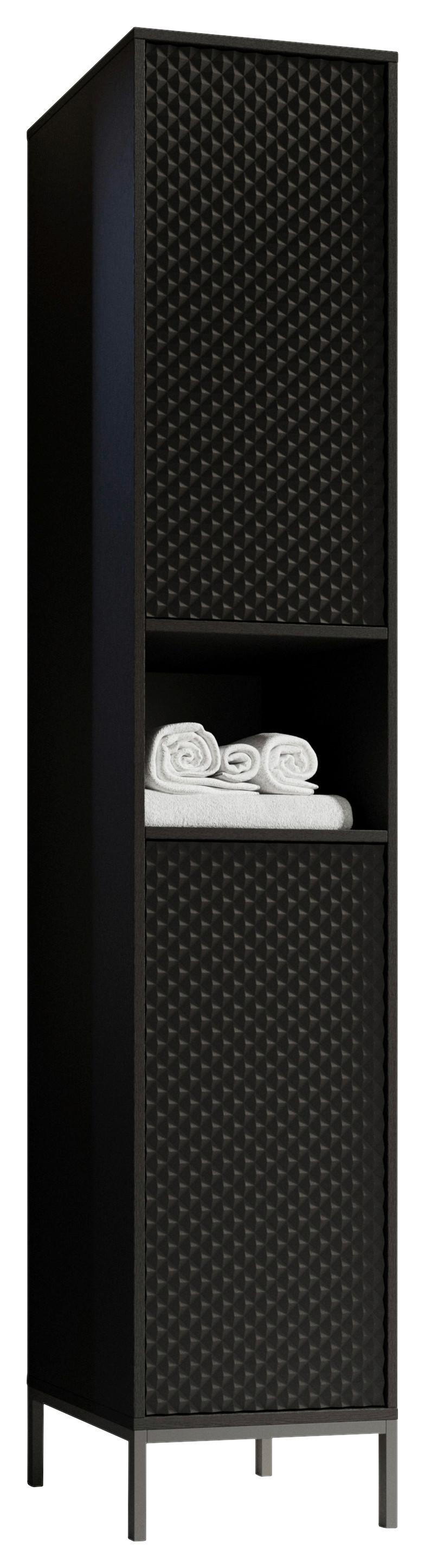 SZAFKA WYSOKA BERLIN - czarny, Modern, materiał drewnopochodny/metal (38/197/32cm) - MID.YOU