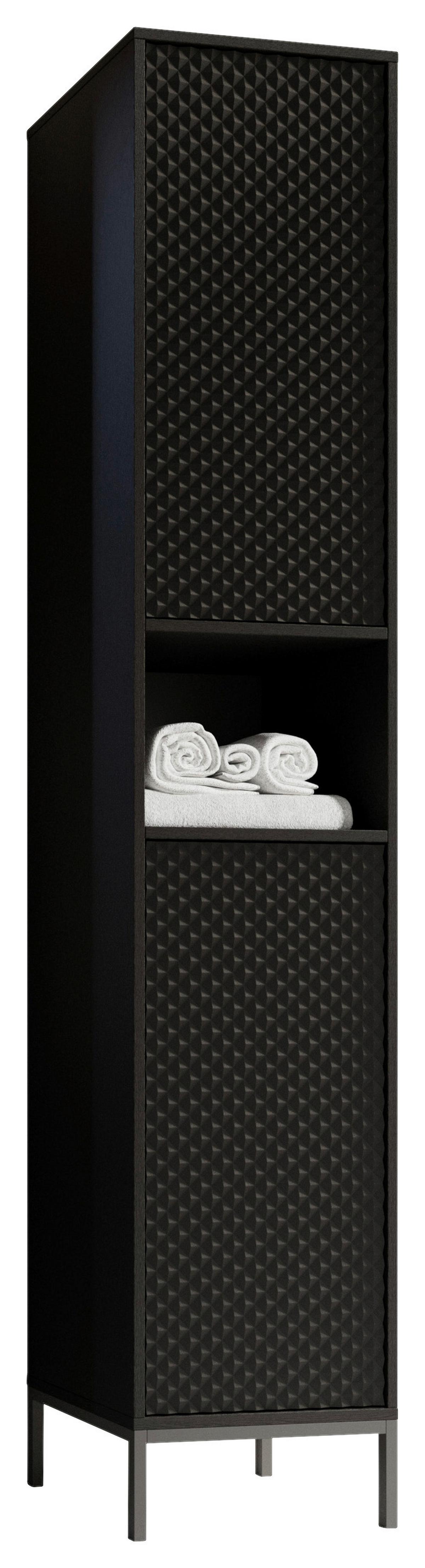 SZAFKA WYSOKA BERLIN - czarny, Modern, materiał drewnopochodny/metal (38/197/32cm) - MID.YOU